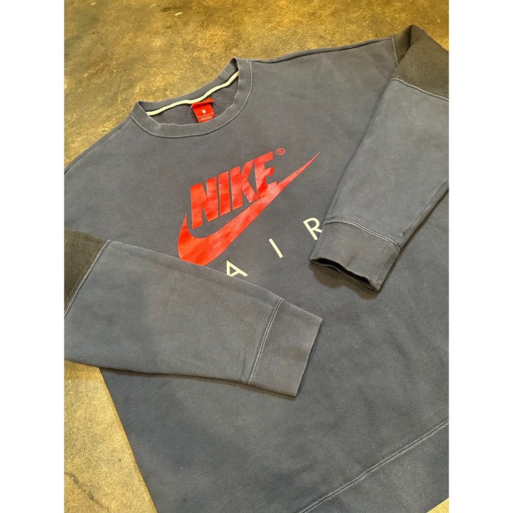 Nike Air Crewneck Sweatshirt Mens Large Navy Blue Red Logo Swoosh